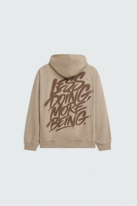 Sweat-shirt à capuche unisexe en polaire beige 100% coton anti-boulochage avec cordon de serrage, poche avant avec logo, streetwear, vêtements décontractés pour adultes - Product Image 2