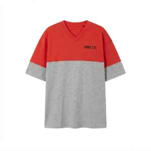 Women's Color Block <b>V</b>-<b>Neck</b> <b>Oversized</b> <b>T</b>-<b>Shirt</b> Loose Fit Short Sleeve Jersey Cotton Top Spring Summer Casual Wear - Product Image 6