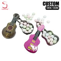 Boîte en métal miniature en forme de violon avec logo personnalisé, boîte à bonbons, chocolat, menthe, cadeau, rangement, boîte en métal pour aliments, vente en gros OEM/ODM