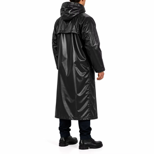 Manteau trench imperméable à capuche noir en polyester, coupe classique, le plus vendu, pour l'extérieur et les occasions décontractées - Product Image 5