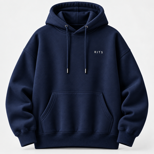 Sudadera con Capucha de Felpa Azul Marino Extra Grande para Hombre RITS con Bolsillo Frontal, Corte Regular, Ropa Casual de Otoño, Precio al por Mayor, Personalizable - Product Image 1