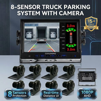 Sistema de Sensores de Estacionamiento para Camiones de 7 Pulgadas y 8 Sensores con Cámara de Respaldo AHD de 1080P y Visión Nocturna de 18 LED para Remolques de Autobuses Pesados