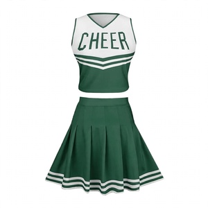 Ensemble uniforme de cheerleading personnalisé : haut court sans manches à col en V et jupe plissée taille haute pour femmes de l'équipe, vêtements de cheerleaders - Product Image 1