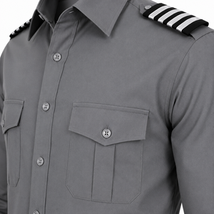 Camisa de Uniforme de Seguridad Gris para Hombre, Estilo Polo, Manga Larga, Cuello Camisero, Sólida, Transpirable, Poliéster/Algodón, Fusión sin Costuras - Product Image 5