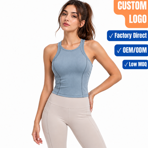 Top Corto de Mujer con Ribete en Contraste de Nylon y Spandex, Top Personalizado con Ribete en Contraste para Actividades al Aire Libre - Product Image 1