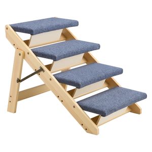 Escaleras de Madera de 4 Peldaños para Mascotas, para Camas, Sofás y Autos, Muebles para Gatos Estables y Resistentes con Capacidad de Carga de 150 Libras, Diseño Plegable Plano - Product Image 6