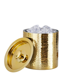 Luxury Hammered Stainless Steel <b>Ice</b> Bucket With Horn Handles Elegant Wine <b>Cooler</b> For Barware And Home Parties Chilling Champagne - Product Image 5