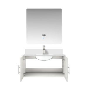Glossy White 36 In. <b>Bath</b> Vanity with 22 In. Cultured Marble Top and LED <b>Mirror</b> 36 In. Faucet Set 22 In. W X 22 In. D - Product Image 5