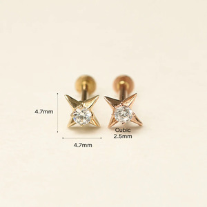 Pendientes de Diamantes Cultivados en Laboratorio, Corte Redondo, Oro Sólido de 14k, Venta al Por Mayor Directa de Fábrica, Joyería Fina - Product Image 4