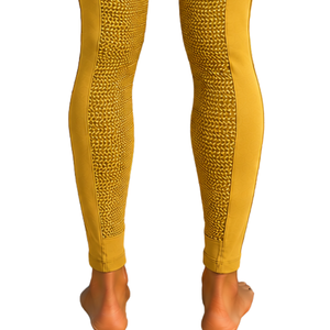 Leggings d'équitation taille haute jaune doré pour femmes, pantalons d'équitation extensibles texturés avec poche avant - Product Image 6