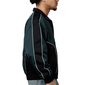 Trendy Men's Sports Jacket <b>Black</b> & Green <b>Windbreaker</b> with Bold Graphic Design Zipper Bomber Jacket Nylon OEM Wholesale Supplier - Product Image 6
