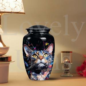 Urna abstracta para cenizas de gato, urna con retrato de gato coloreado, recuerdo conmemorativo, regalo de recuerdo para mascotas - Product Image 5