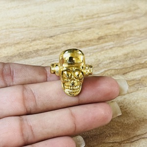 Dernier design : Bague Tête de Mort Gothique en Laiton pour Hommes, Plaqué Or 18 carats, Bijoux Hip Hop, Squelette, Punk, Motard - Vente en Gros/OEM/ODM - Product Image 2