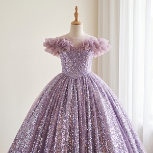 Royal Lavender Sequin Princess Ball Gown Luxury Sparkle <b>Dress</b> for Girls Pageant Birthday Wedding Custom OEM ODM - Product Image 1