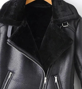 <b>Women</b> Genuine Leather Eco-Friendly <b>Vintage</b> Bomber <b>Jacket</b> with Fur Trim Zipper Closure Winter Wear Moto Biker Style - Product Image 3