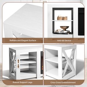 Mobiletto per Caminetto a Doppia Faccia Bianco da 58 Pollici 149*40*60cm con Caminetto da 18 Pollici, Installazione Autoportante con Spina UK - Product Image 3