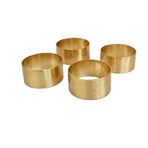 Wholesale <b>Hammered</b> Gold Metal Napkin Ring Handcrafted Round Brass Napkin <b>Holder</b> For Party Hotel Table Decoration And Events - Product Image 1