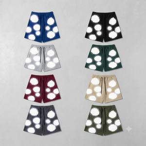 Collection de Marque Tendance Décontractée pour Hommes : Ensemble de Shorts Courts Unis Taille Mi-Haute 100% Coton avec Cordon de Serrage pour Impression en Relief - Product Image 5