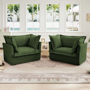 Set di 2 Poltrone Imbottite con Rivestimento per Soggiorno, Sala Lettura, Camera da Letto e Spazi di Lavoro - Product Image 2