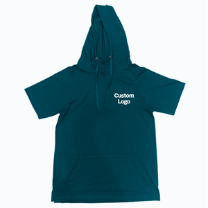 Servicio OEM al por Mayor, Diseño Personalizado, Sudadera con Capucha Ligera de Manga Corta Raglán, 100% Algodón Jersey Transpirable, con Bolsillo, para Verano - Product Image 5