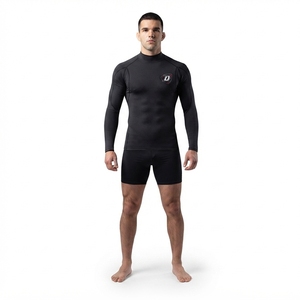 Men's Long Sleeve <b>Mock</b> <b>Neck</b> Compression Rash Guard-Polyester Spandex Base Layer for Gym Combat Sports & Workout OEM Custom Logo - Product Image 1