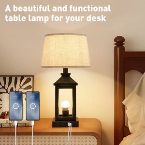 20.5in Black <b>Gold</b> Modern Farmhouse <b>Bedside</b> <b>Table</b> Lamp 3 Way Dimmable Touch for Living Rooms 2 Lig - Product Image 4