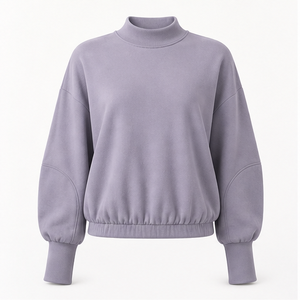 เสื้อสเวตเชิ้ตครอปคอเต่า แขนทรงบอลลูน ขอบยางยืด รุ่น WSS-0043 สีลาเวนเดอร์สำหรับผู้หญิง - Product Image 1
