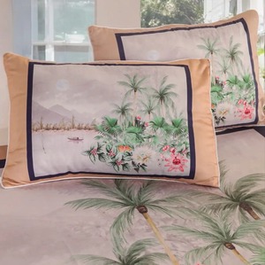 Juego de Sábanas con Estampado de Palmeras Tropicales, Diseño Floral Inspirado en la Naturaleza, Colección de Decoración de Lujo para Dormitorio - Product Image 1