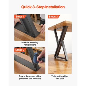 Gambe per Tavolo in Acciaio Stile Rustico 29.1"H X 24"W, Carico Massimo 1000 kg, Facile Installazione, Robuste e Stabili - Product Image 6