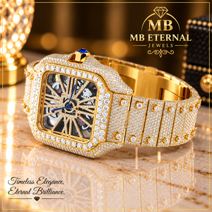 Reloj de Cuarzo MB ETERNAL JEWELS de Lujo, con Incrustaciones de Diamantes, en Aleación de Acero Inoxidable, 41 mm, Cuadrado, Analógico, para Hombre, con Cierre de Hebilla y Cristal de Zafiro - Product Image 2