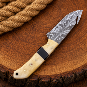 Custom Handmade Damascus Steel Hunting Skinning <b>Knife</b> with <b>Bone</b> <b>Handle</b> Leather Sheath Fixed Blade Camping Survival <b>Knife</b> OEM ODM - Product Image 5