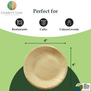 Piatto Rotondo Usa e Getta da 4 Pollici Realizzato in Foglia di Palma Naturale - Product Image 4