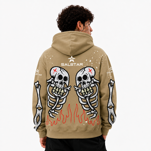 Men's <b>Gothic</b> Skeleton Graphic Khaki Hoodie <b>Jacket</b> Custom Printed Zip Up Hoodie Streetwear Casual Fashion Hooded <b>Jacket</b> - Product Image 2