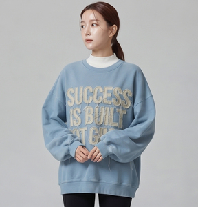 เสื้อสเวตเชิ้ตโอเวอร์ไซส์ปักลายขาดๆ แบบคอกลม ผ้าฟลีซ ถักนิตสำหรับฤดูหนาว ผสมโพลีเอสเตอร์/คอตตอน ทรงหลวมไหล่ตก สำหรับผู้ชาย - Product Image 3
