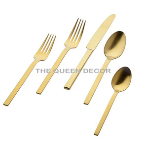 Ensemble de couverts en acier inoxydable doré de qualité durable, finition miroir, couteau, fourchette et cuillère, pour hôtel, restaurant, cuisine - Product Image 1