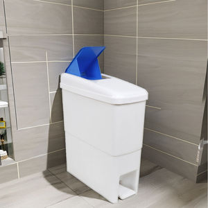 Poubelle à pédale en plastique pour déchets sanitaires, bac à déchets rectangulaire pour salle de bain, toilettes, hygiène, usage intérieur - Product Image 4