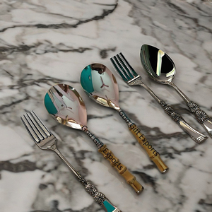 Royal Luxury Kitchen Utensils 304# Eco-Friendly Salad Server Set with 18/10# Bamboo Handle 1 Spoon & 1 Fork - Product Image 4