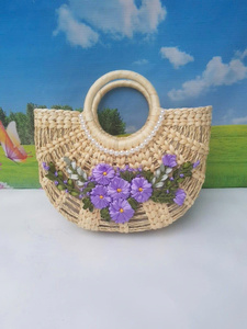 Vintage Bow <b>Straw</b> <b>Bag</b> for Women Handwoven Seagrass Beach Tote with Linen Lining Eco-friendly Spring Fashion Shoulder Handheld - Product Image 2