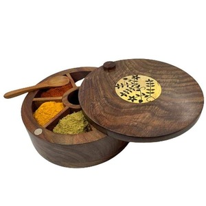 Rangement durable en bois pour herbes et épices avec plusieurs boîtes, outils de cuisine et contenants en verre pour organiser vos épices - Product Image 4