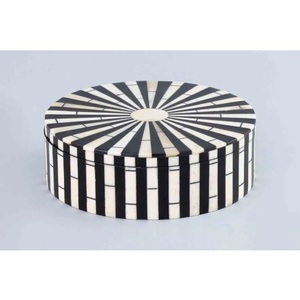 Caja Decorativa de Lujo Hecha a Mano con Incrustaciones de Hueso, Forma Redonda y Altura Ideal para Joyas y Adornos, Precio de Exportación - Product Image 2