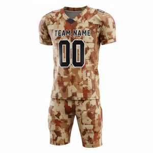 Ensemble de maillot et short de football américain personnalisé, sublimé, respirant, avec logo sur le devant, 100 % polyester, antibactérien - Product Image 2
