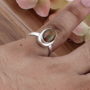 Anillo de Piedra Natural Unakita al por Mayor, Plata de Ley 925, Anillos de Boda Clásicos Estilo Boho, Anillos de Piedra Hechos a Mano, Regalo para Mujer - Product Image 5