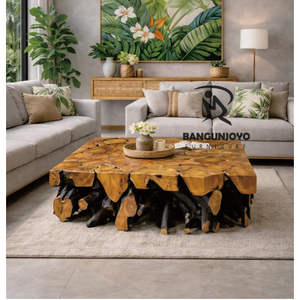 โต๊ะกาแฟแบบหมุนได้ทันสมัย ผลิตจากรากไม้สัก เพื่อเสริมสร้างบรรยากาศห้องนั่งเล่น - Product Image 2