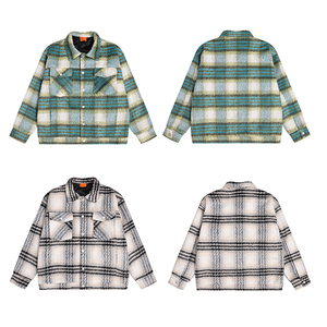 Wholesale Winter Streetwear <b>Flannel</b> Shirt <b>Jacket</b> Hooded Long Sleeve Plaid Polyester Lined Breathable Windproof Eco-Friendly - Product Image 4