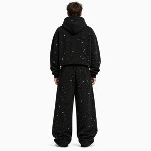 Sweatshirts à capuche et Joggers pour hommes, personnalisés, de luxe, à strass, coupe oversize, en molleton épais, style boxy, scintillants, coupe ample et baggy, vente en gros - Product Image 3