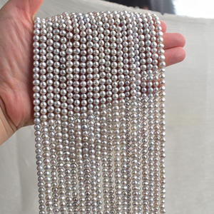 Cuentas Sueltas Semiterminadas de 4-5mm, Gris Natural, Tipo Agua Dulce, para Hacer Collares, Accesorios de Joyería - Product Image 3