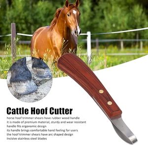 Loop Knife Double <b>Edged</b> Hoof Trimming Knife with Wooden Handle Horse Farrier <b>Tool</b> Non Slip Equine Grooming Loop Oval Hoof knife - Product Image 4