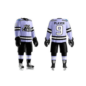 Ensemble d'uniformes de hockey sur glace personnalisés pour hommes, 100 % polyester, respirant, antibactérien, anti-UV, écologique, séchage rapide, grandes tailles, imprimé - Product Image 1
