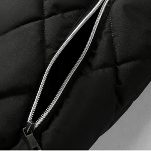 IMPROVEMENTS SPORTS Men's Black Quilted Winter <b>Jacket</b> Stand Collar Zipper Closure <b>Fleece</b> <b>Lined</b> Casual Style Windproof Polyester - Product Image 6