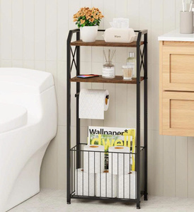 Étagère murale à double niveau en acier inoxydable, style industriel moderne, gain de place, organisateur de rangement pour salle de bain - Product Image 6